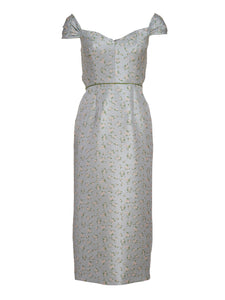 Adair Floral Satin Off-The-Shoulder Midi Dress
