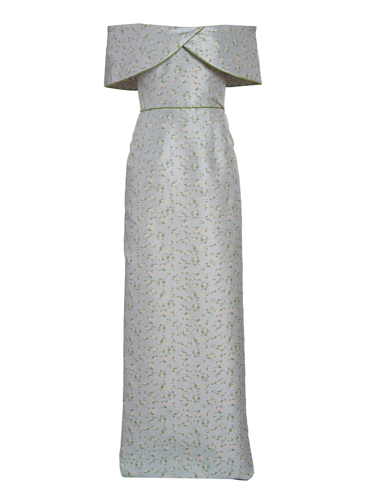 Eveline Floral Satin Off-The-Shoulder Gown
