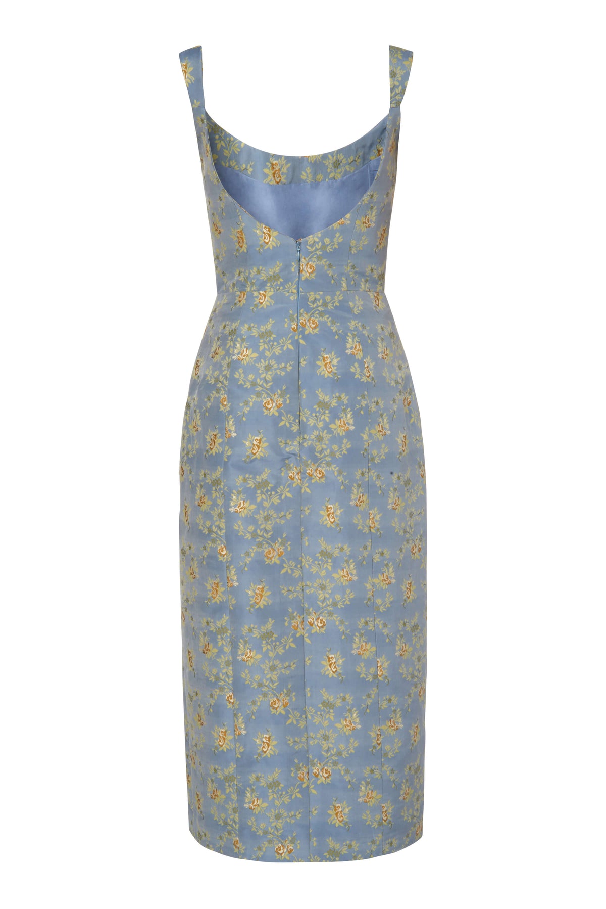 Claudette Blue Floral Brocade Corset Dress