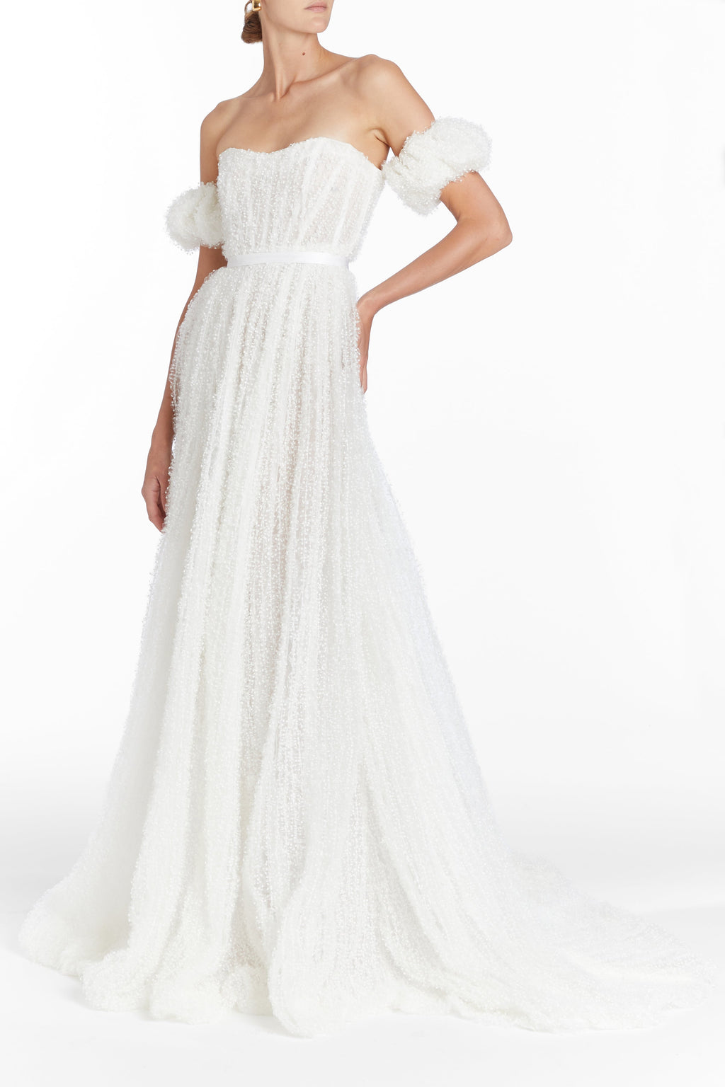 Venus White Dotted Tulle Gown