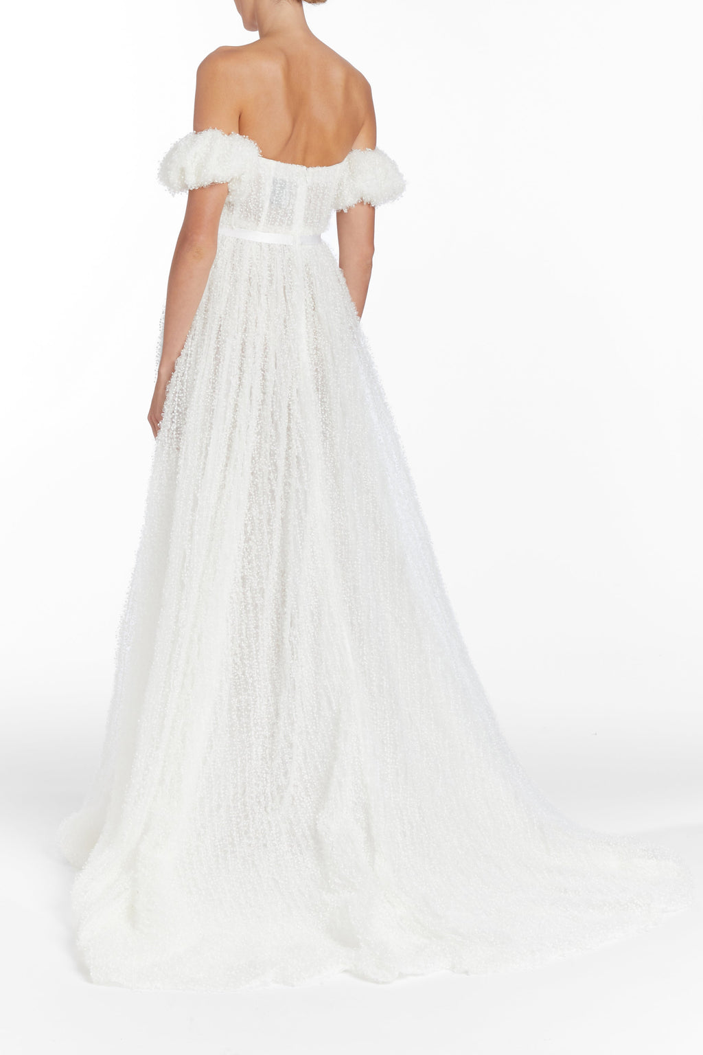 Venus White Dotted Tulle Gown