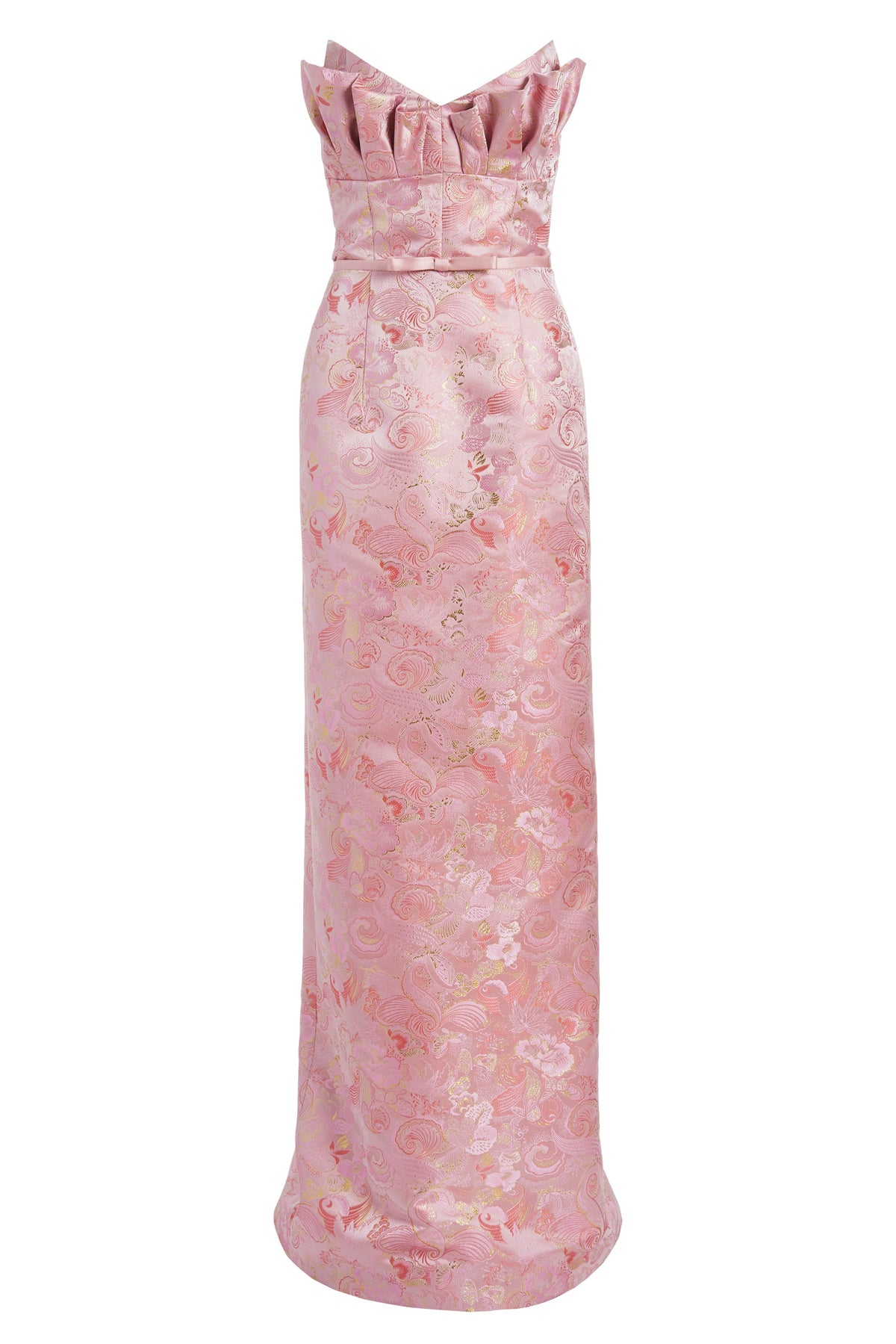 Rita Pink Butterfly Brocade Column Gown