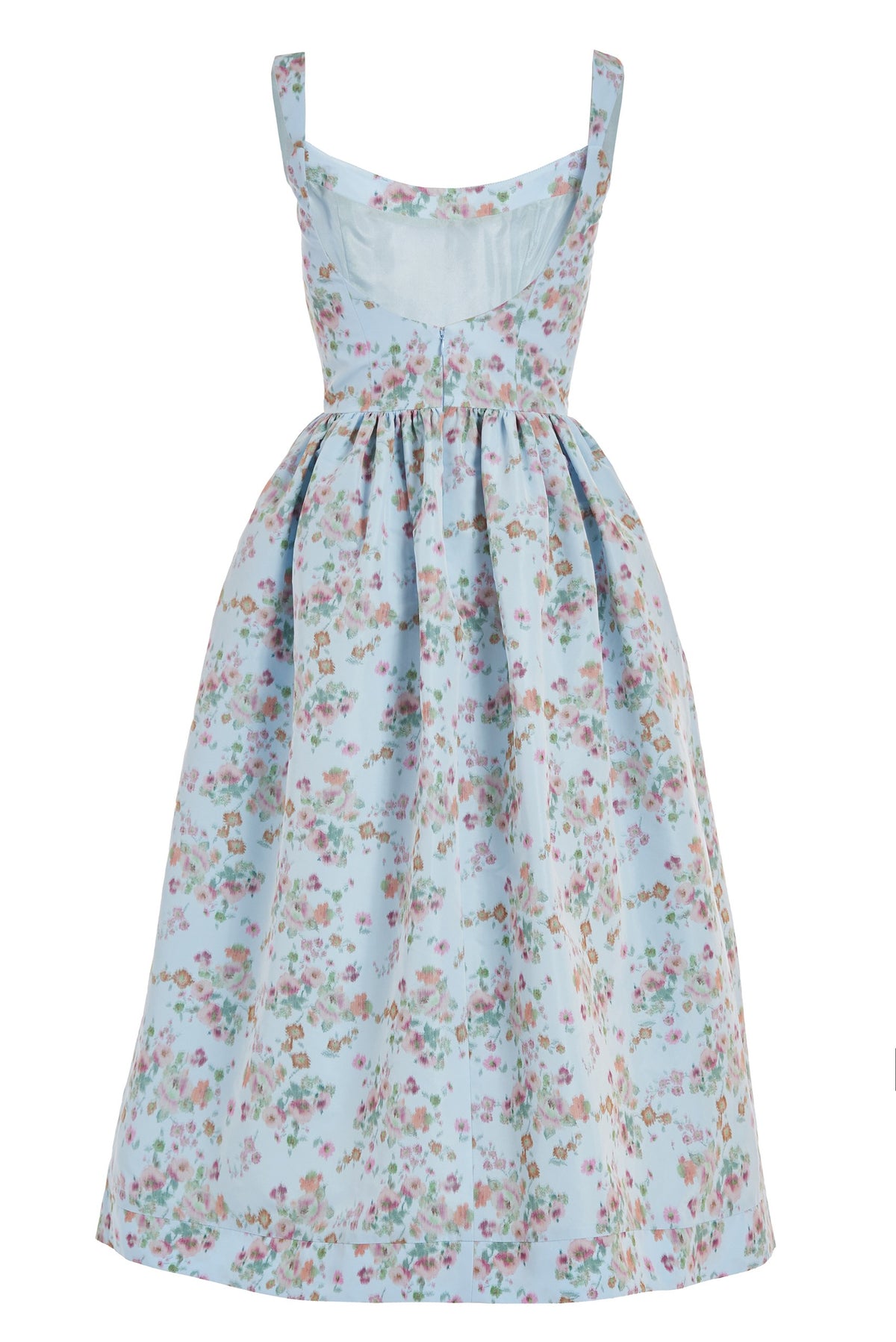 Apple Blue Ikat Floral Full Skirt Corset Dress