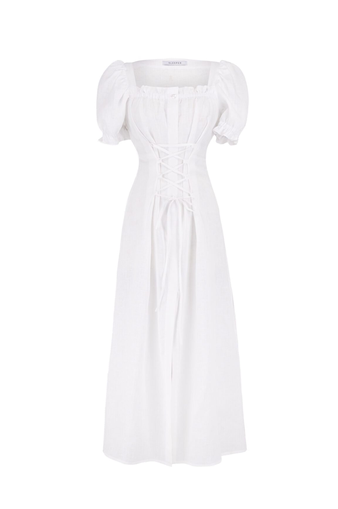 Marquise Linen Dress in White