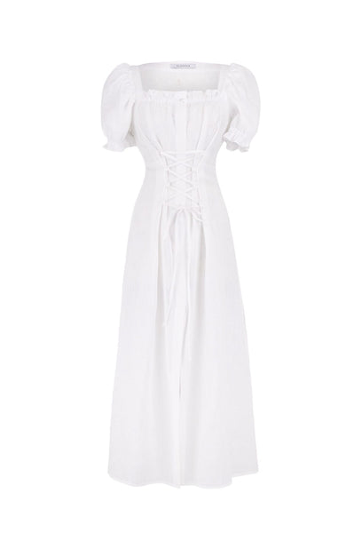 Marquise Linen Dress in White