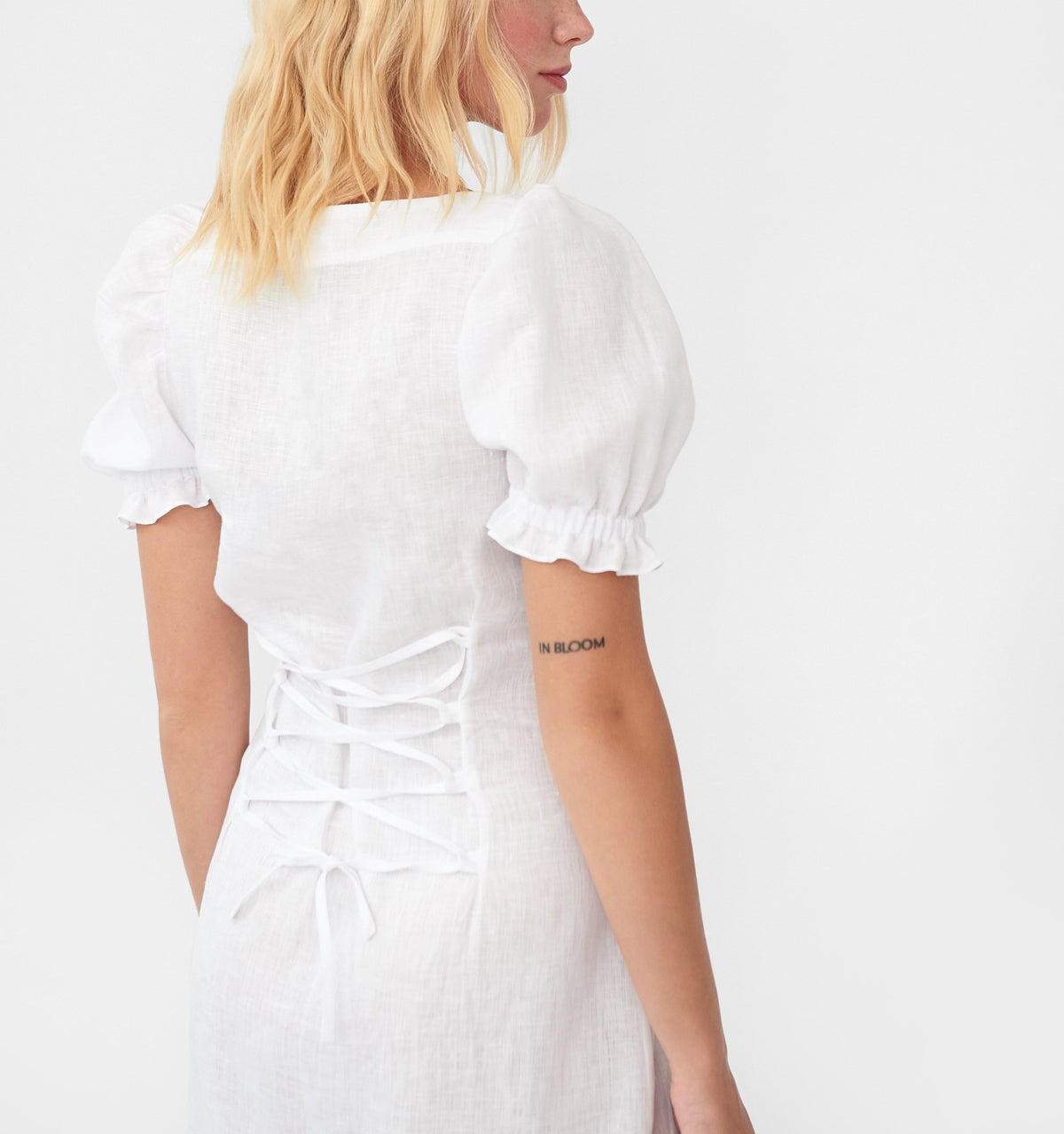 Marquise Linen Dress in White