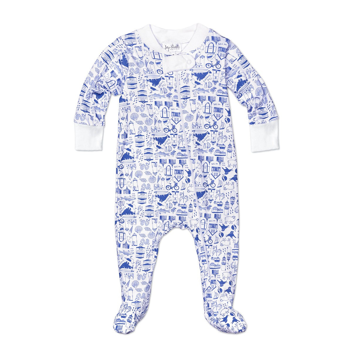 Joy Street Kids Martha's Vineyard Zip Onesie, blue