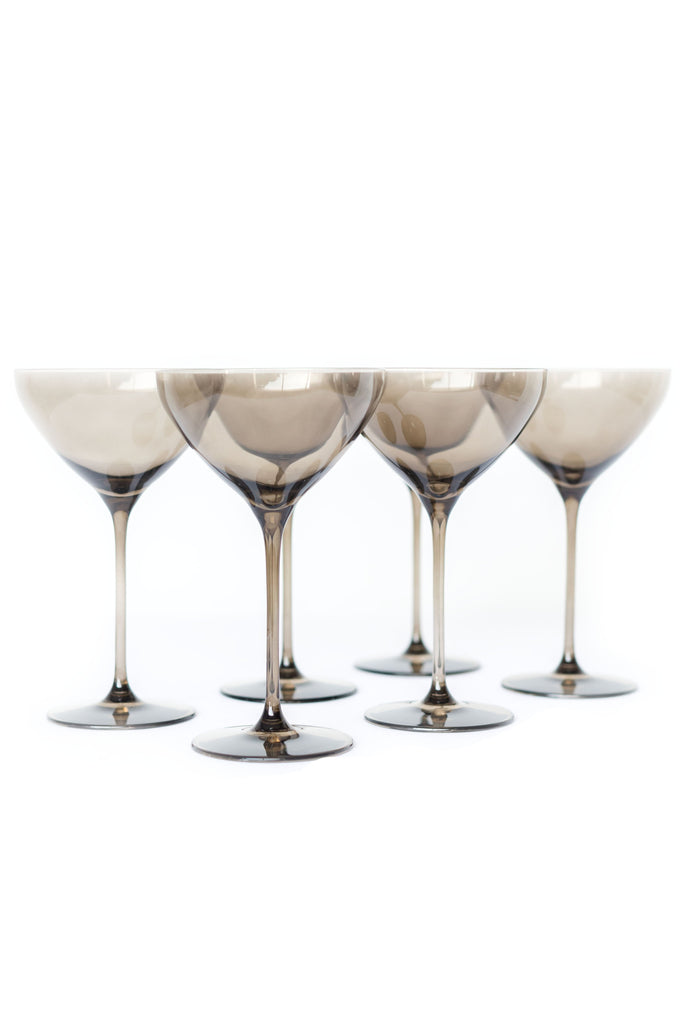 Estelle Colored Martini Glass in Gray Smoke, Set of 6