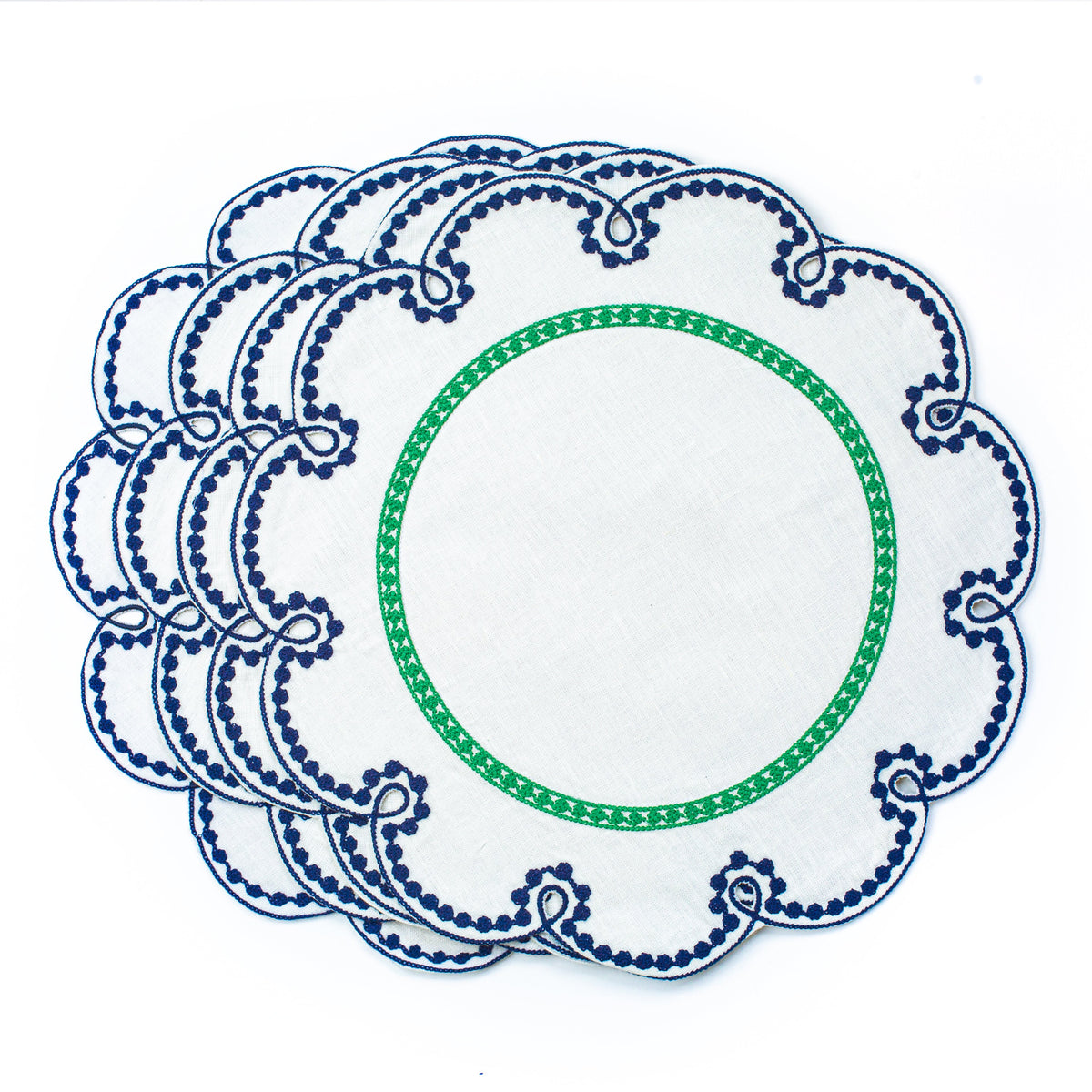 Fete Embroidered Linen Placemats, Set of 4