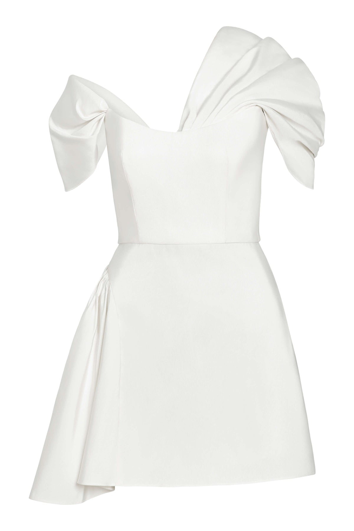Maya White Silk Asymmetric Mini Dress | Over The Moon Maya White Silk Asymmetric Mini Dress | Over The Moon