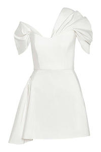 Maya White Silk Asymmetric Mini Dress