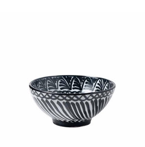 Casa Blanca & Negra Medium Bowl with Hand-painted Designs