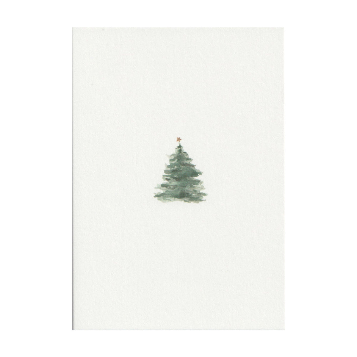 Luxury Christmas Card by Memo Press with a watercolour illustration of a traditional Christmas Tree with a single star on top and comes with a nubuck brown envelope made in Britain
