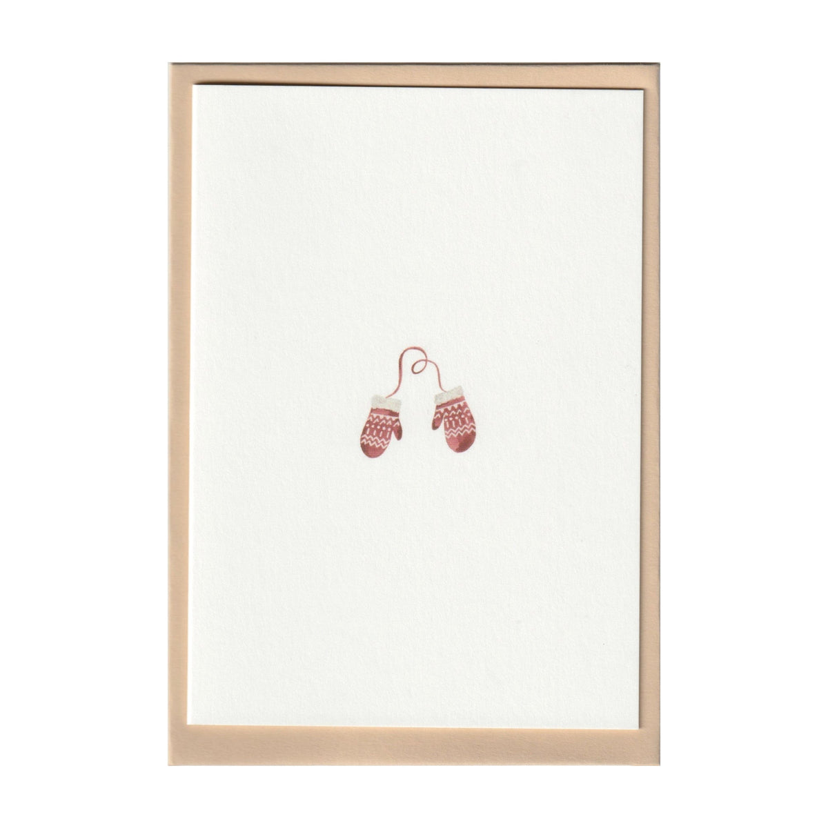Front view of Mittens Cards In Support of Little Village, Set of 5 showcasing watercolor mittens on a white card