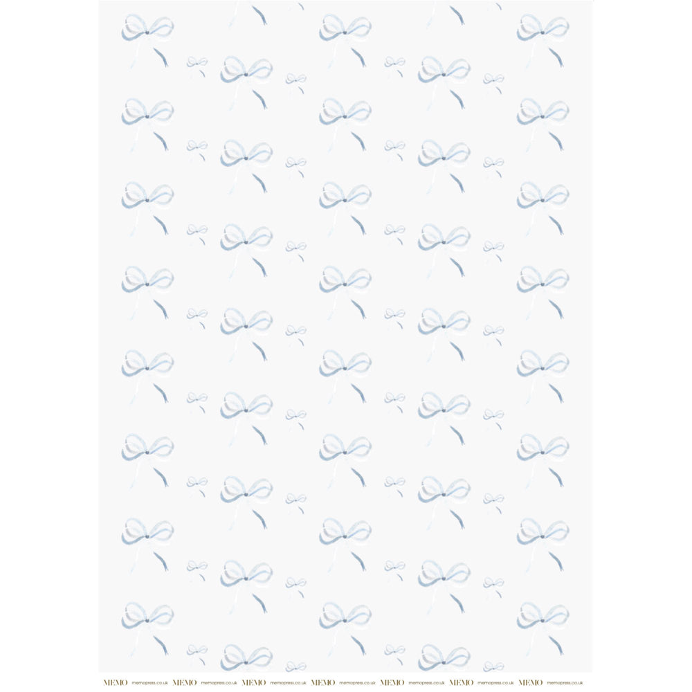 Lake Blue Bow Wrapping Paper