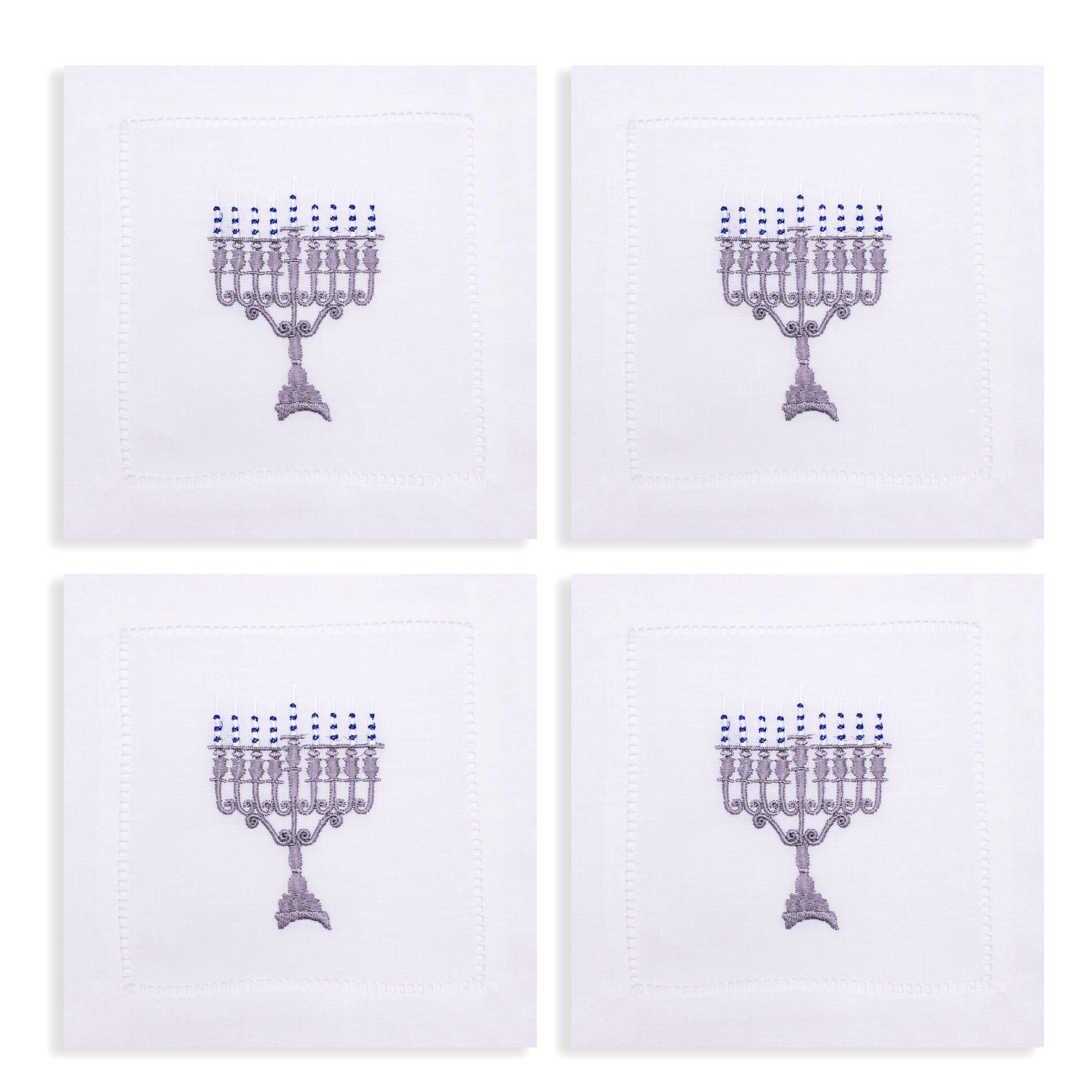 Menorah Cocktail Napkins (4) jewish Chefanie 