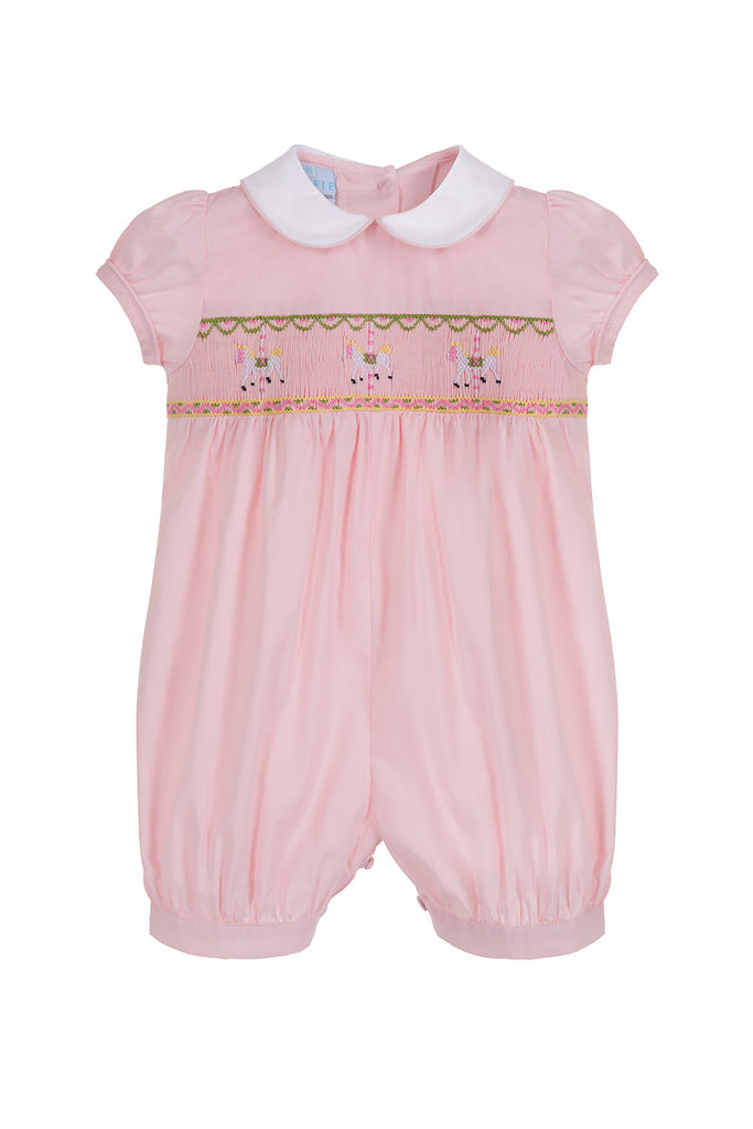 Merry Go Round Pink Smocked Romper