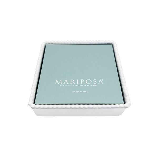 Beaded Napkin Holder, White