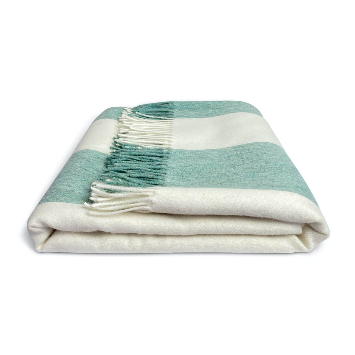 Issy Granger Green Striped Merino Wool Throw Blanket