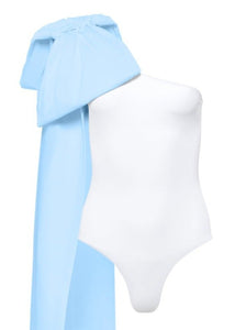 Milly White One-Piece With Blue Bow