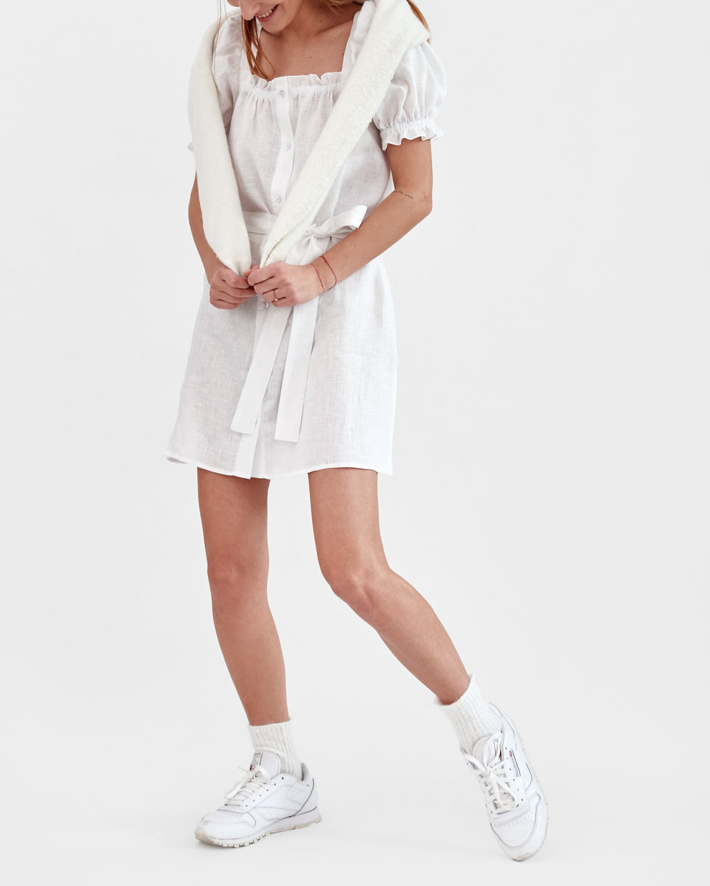 Brigitte Mini Dress in White