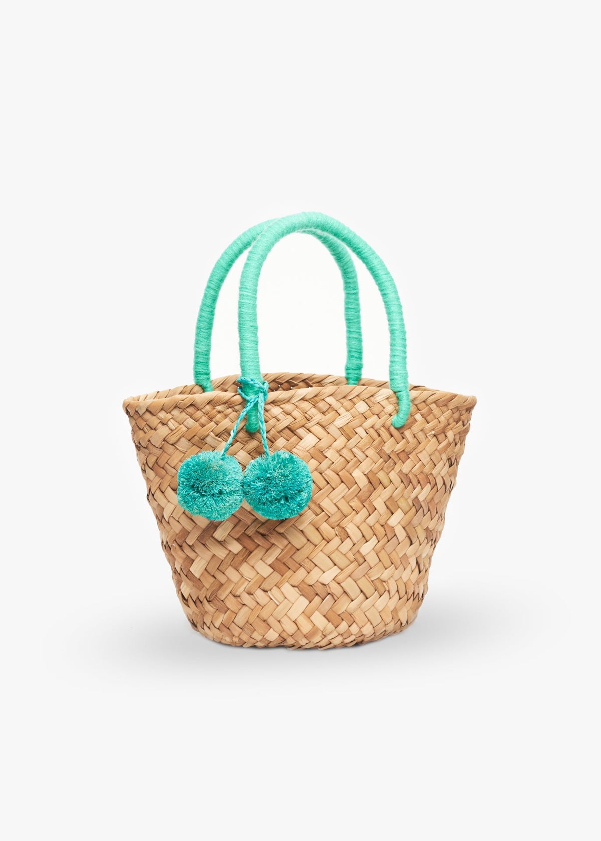 Mini St. Tropez Pom Pom Straw Tote