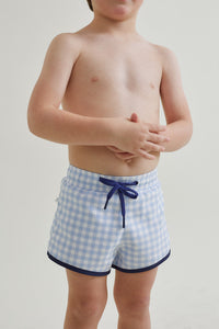 Boy's Oasis Blue Gingham Boardie