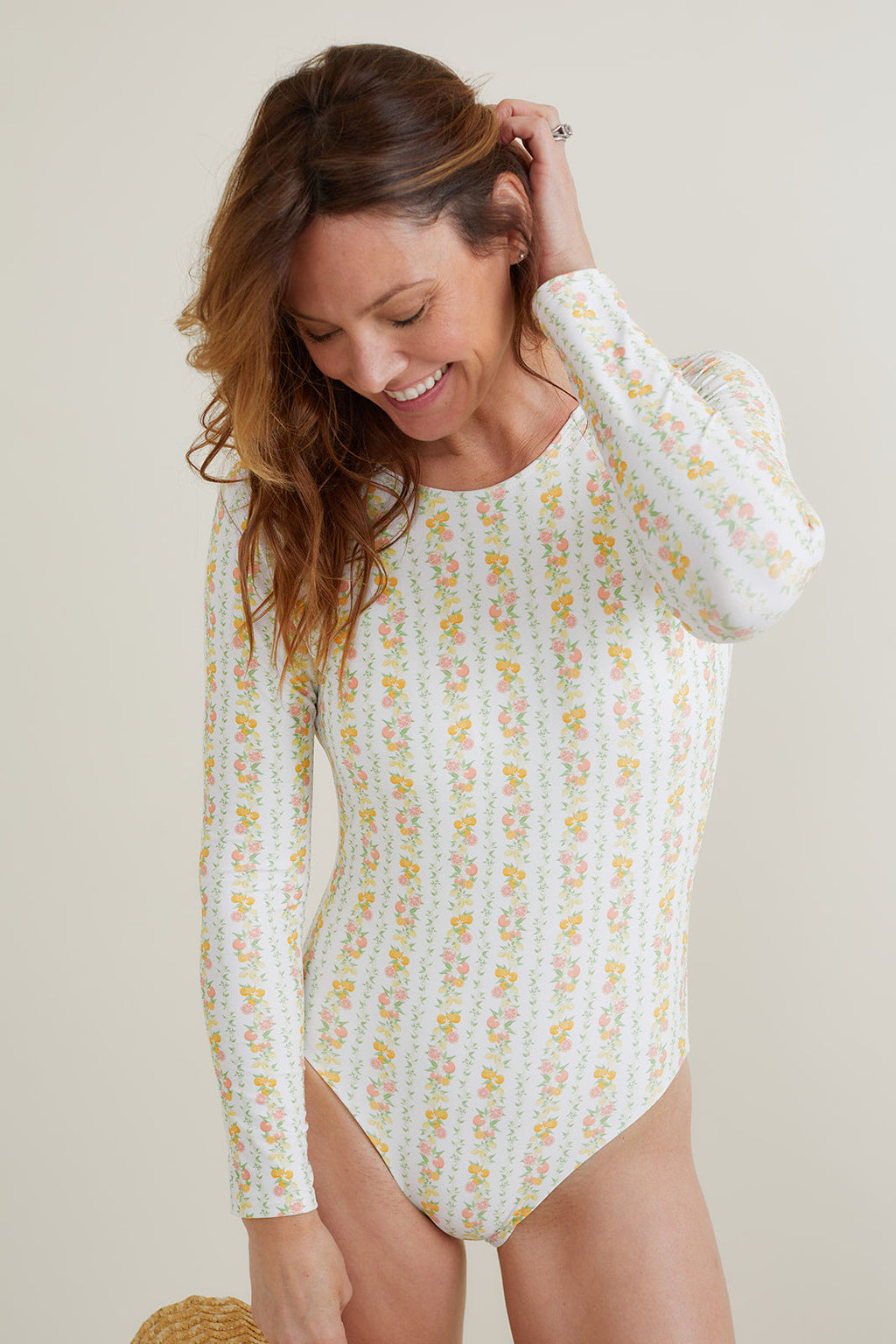 Womens Linear Citrus Rashguard One Piece