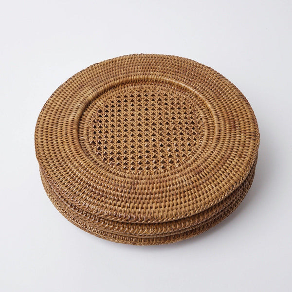 Brown Rattan Charger Plates (Set of 4)
