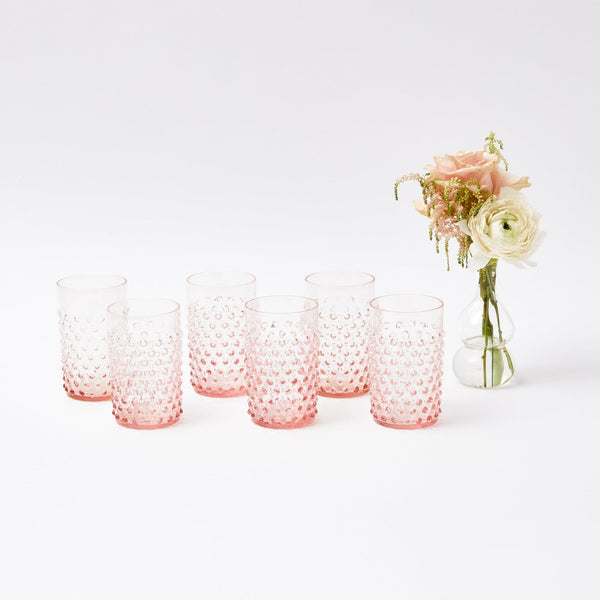 Rose Pink Hobnail Glasses (Set of 6)