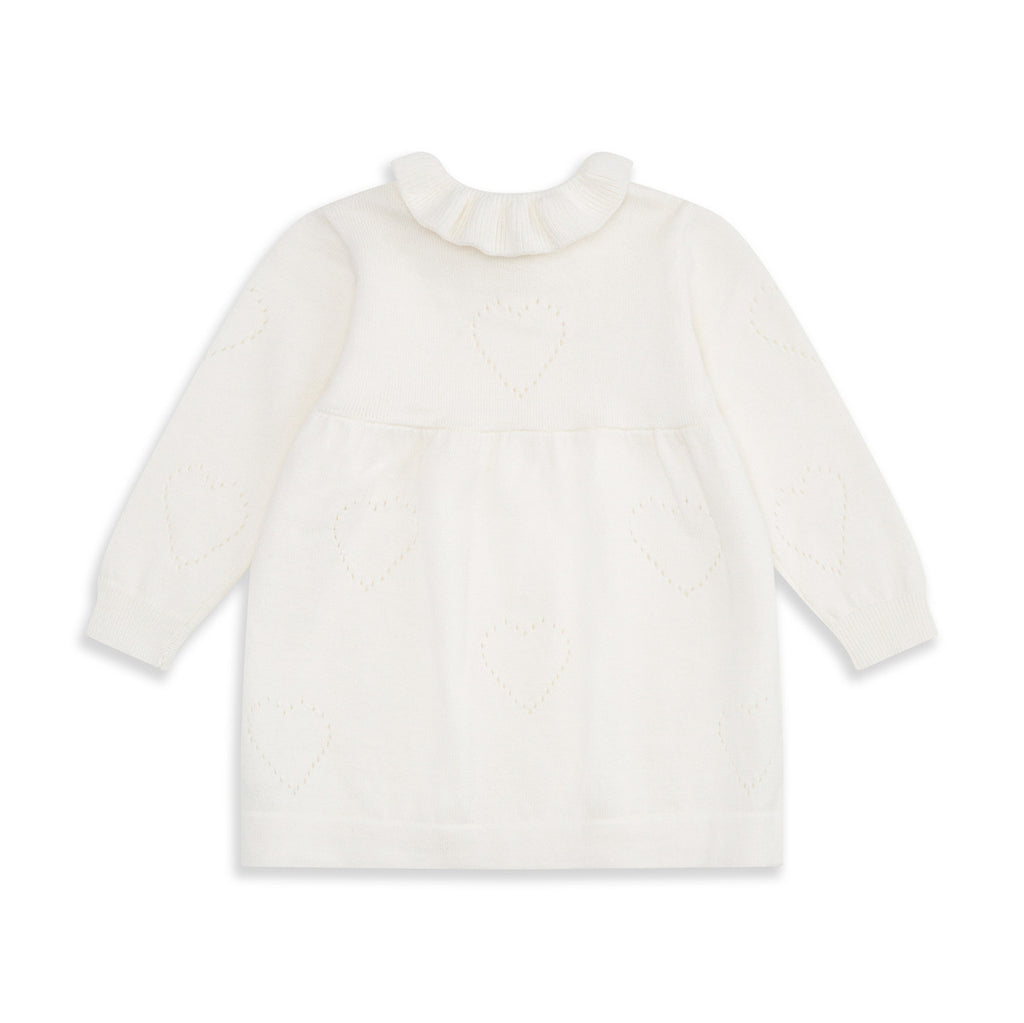 Knitted Heart Dress in Ivory