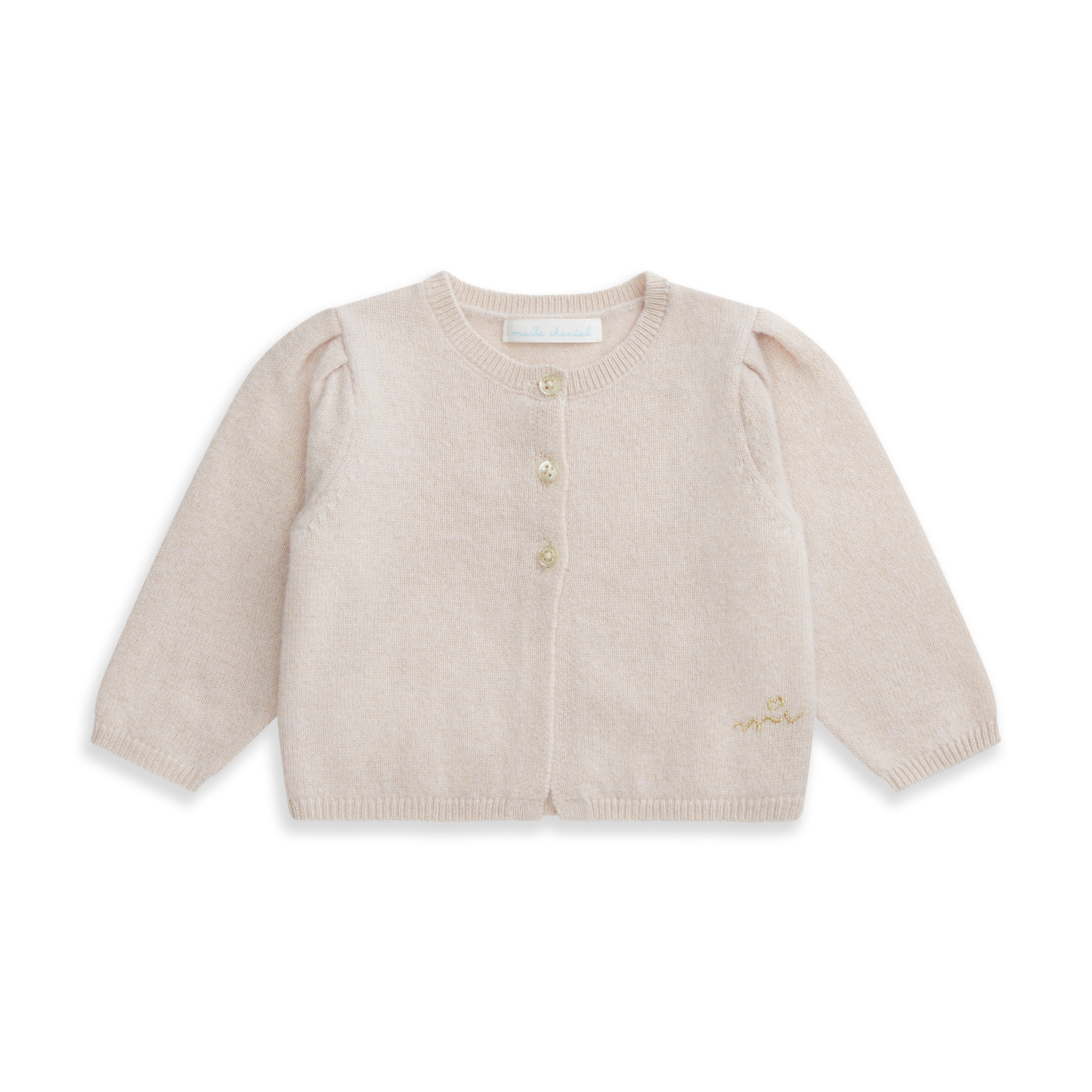 Cashmere Lurex Cardigan In Blush