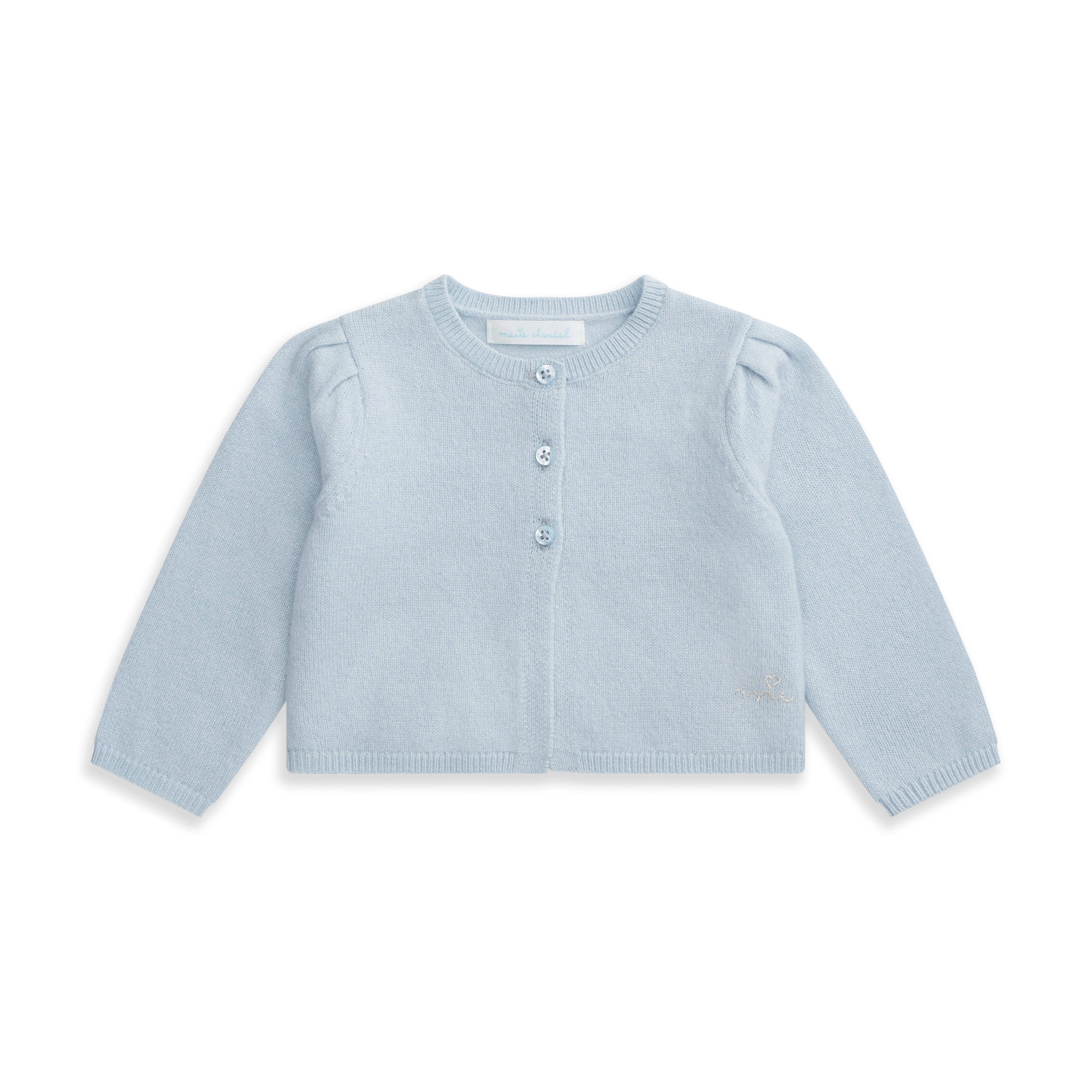 Cashmere Lurex Cardigan In Pale Blue