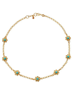 Daisy Chain Necklace in Gold & Turquoise