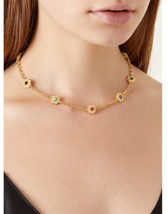 Daisy Chain Necklace in Gold & Multi-Color