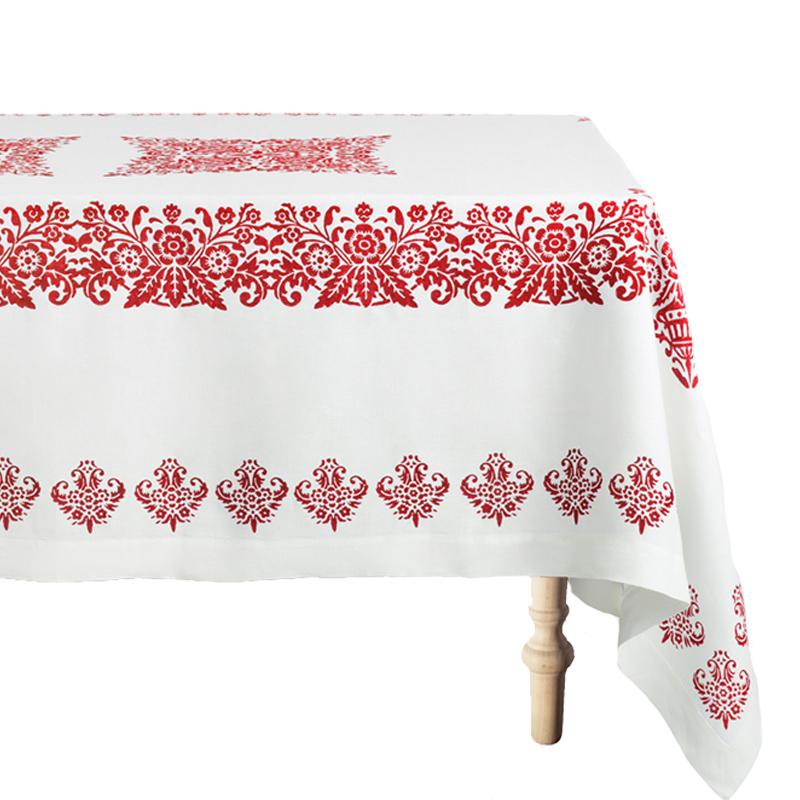 Mirandola Rectangular Linen Tablecloth in Red