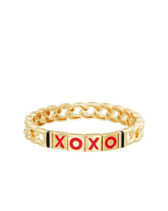 Roxanne Assoulin gold tone "XOXO"  link bracelet
