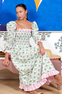 Lavinia Dress in Garden Trellis