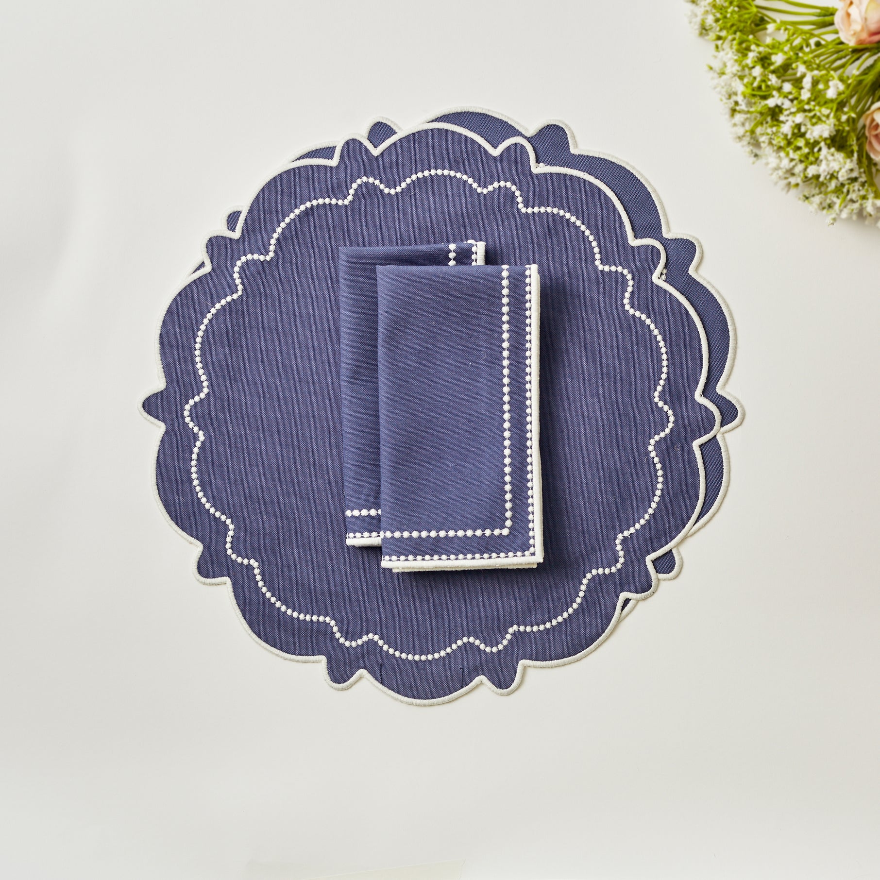 Abigail Blue Placemat & Napkin - Set of 2