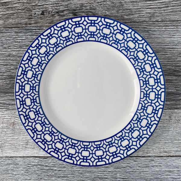 Newport Garden Gate Rimmed Dinner Plate Blue
