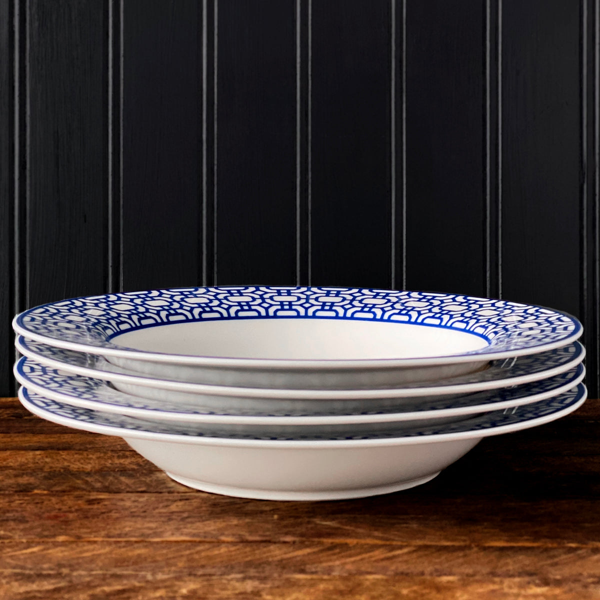 Rimmed Soup Bowls in Newport Pattern from Caskata