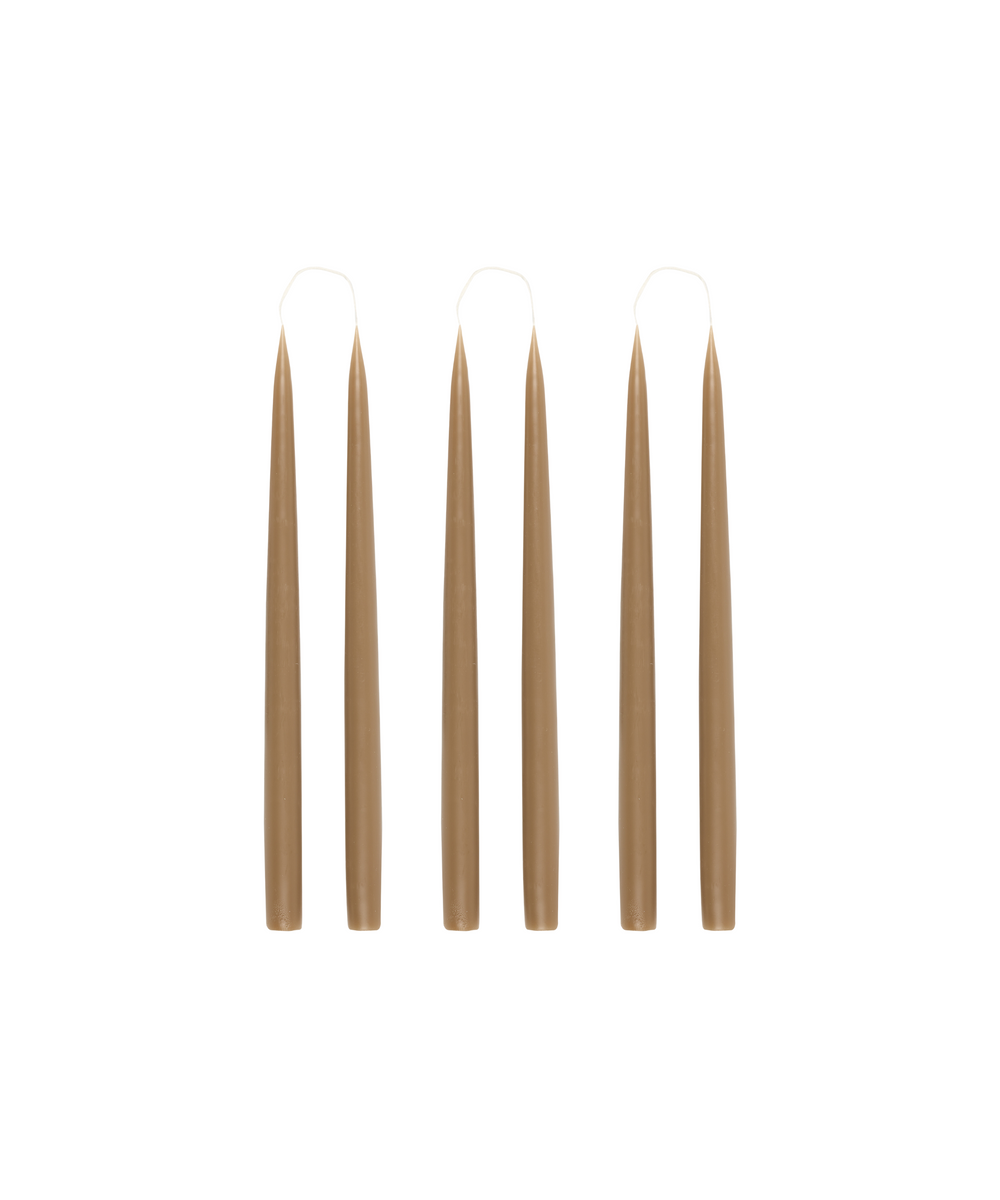 Rebecca Udall Set of 6 35cm Danish Taper Candles, Nougat nude neutral beige brown