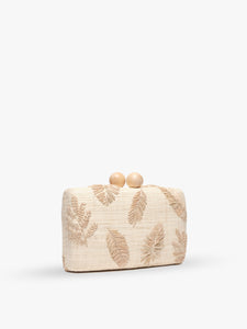 Nova Embroidered Straw Clutch Bag