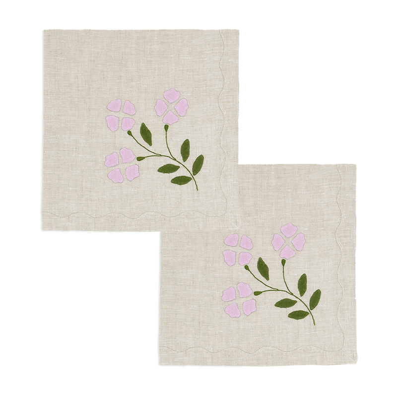 Matisse Dinner Napkins in Oatmeal and Lilac, Set of 2