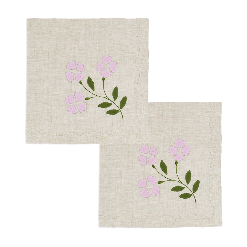 Matisse Dinner Napkins in Oatmeal and Lilac, Set of 2