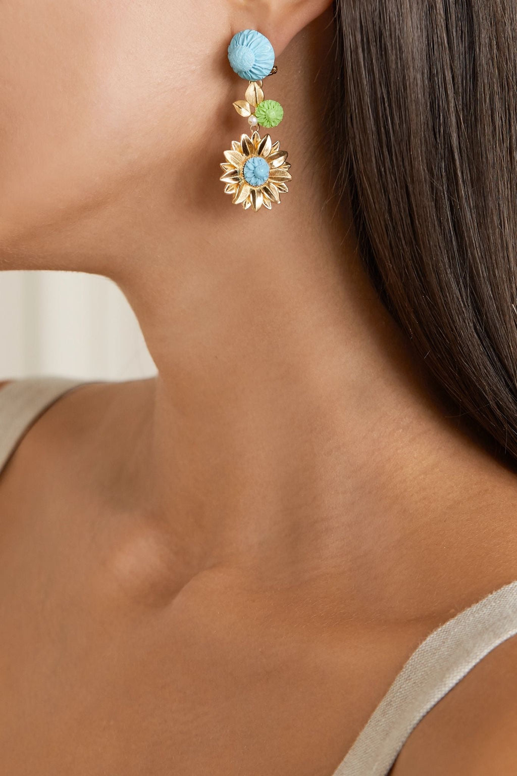 The Limoncello Earrings in Coral and Yellow