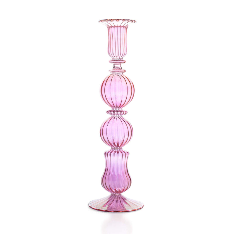 Issy Granger Pink Glass Candlesticks