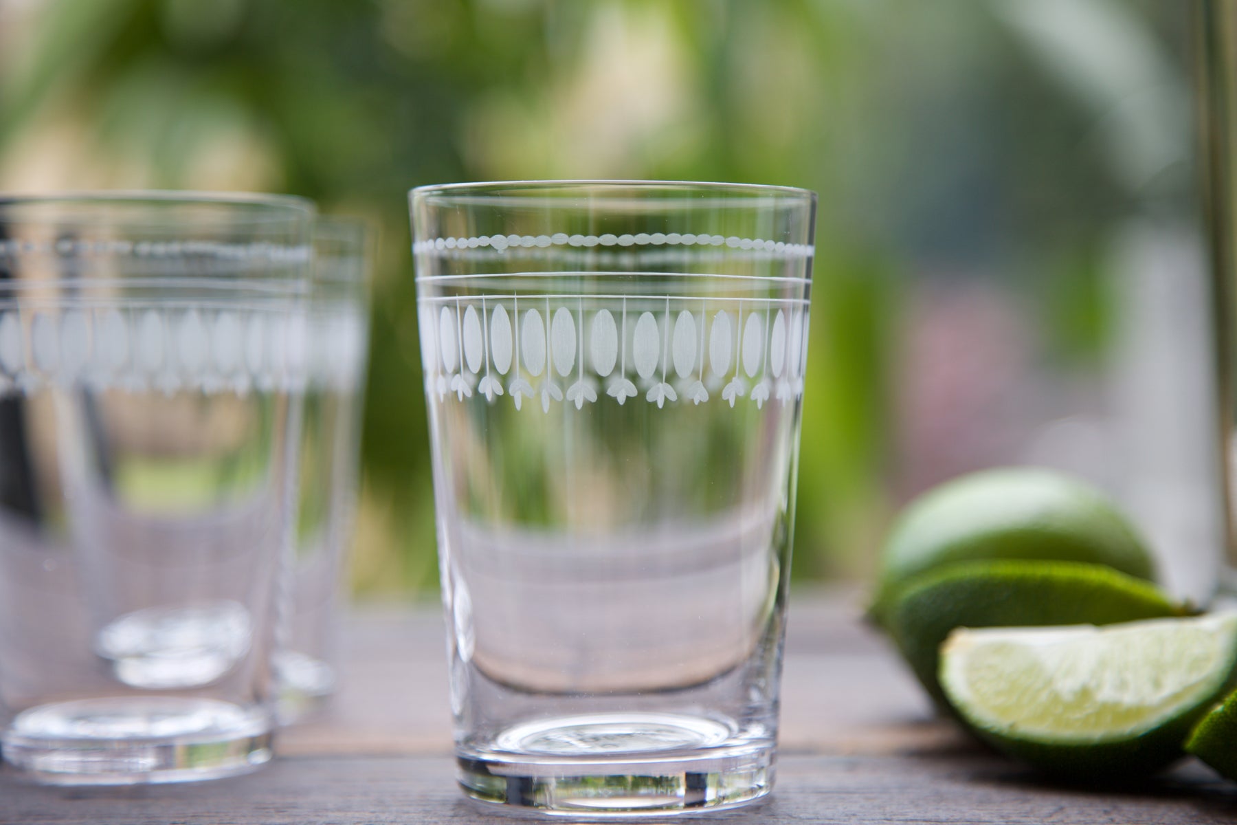 Crystal Tumblers with Ovals Design, Set of Six