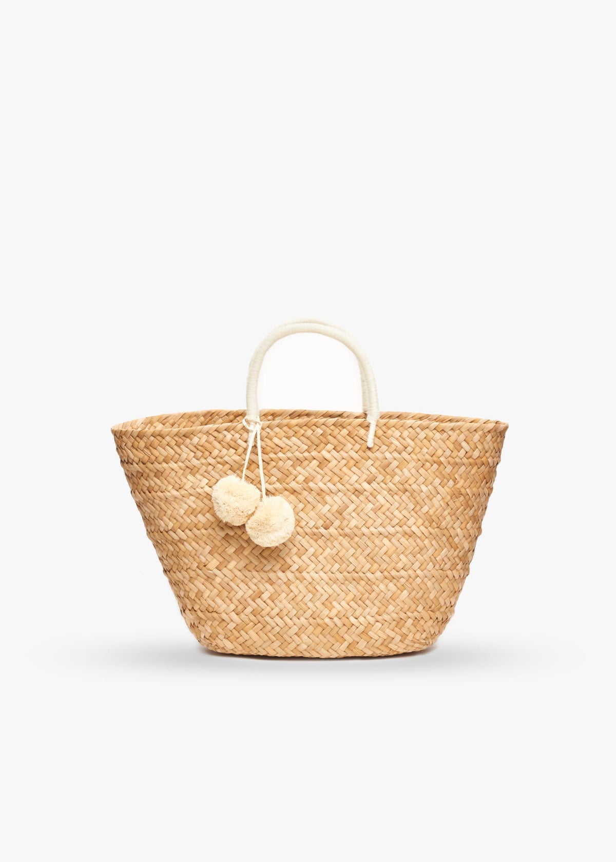 Oversized St Tropez Pom Pom Straw Tote