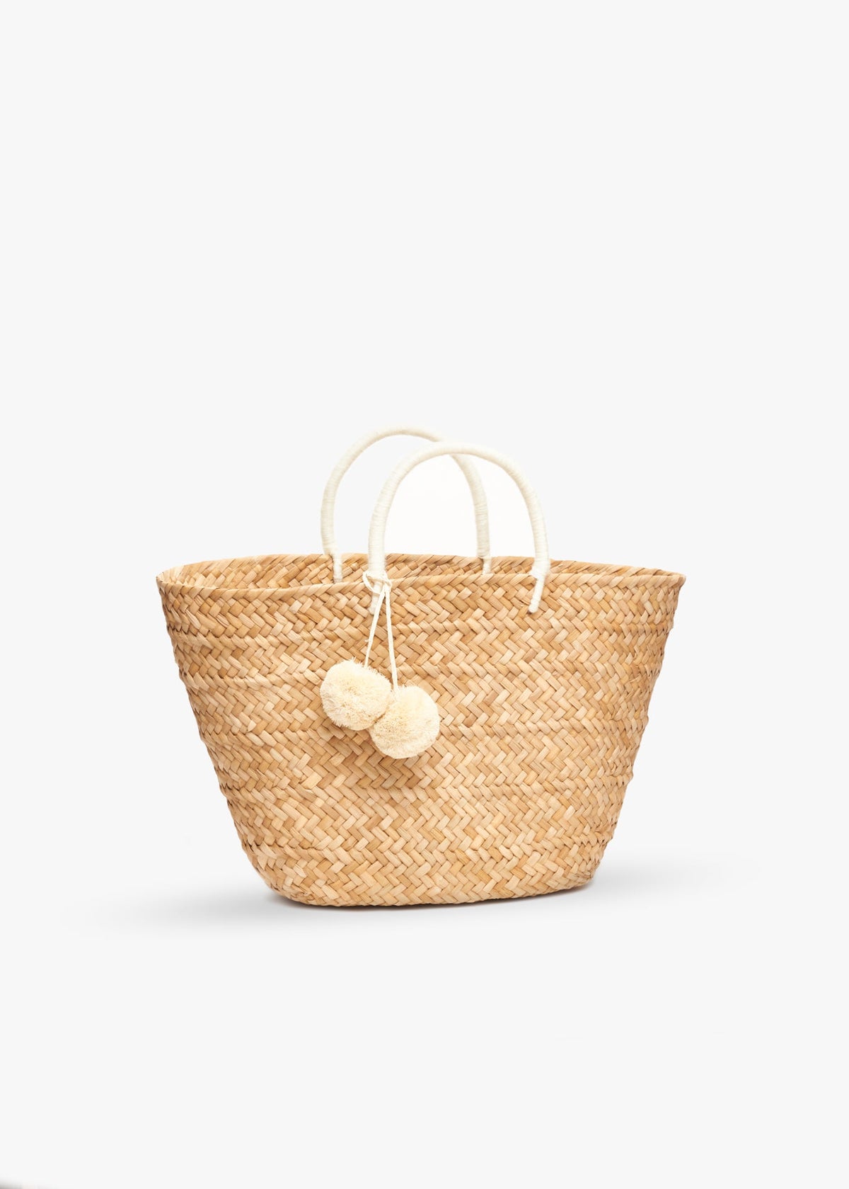Oversized St Tropez Pom Pom Straw Tote